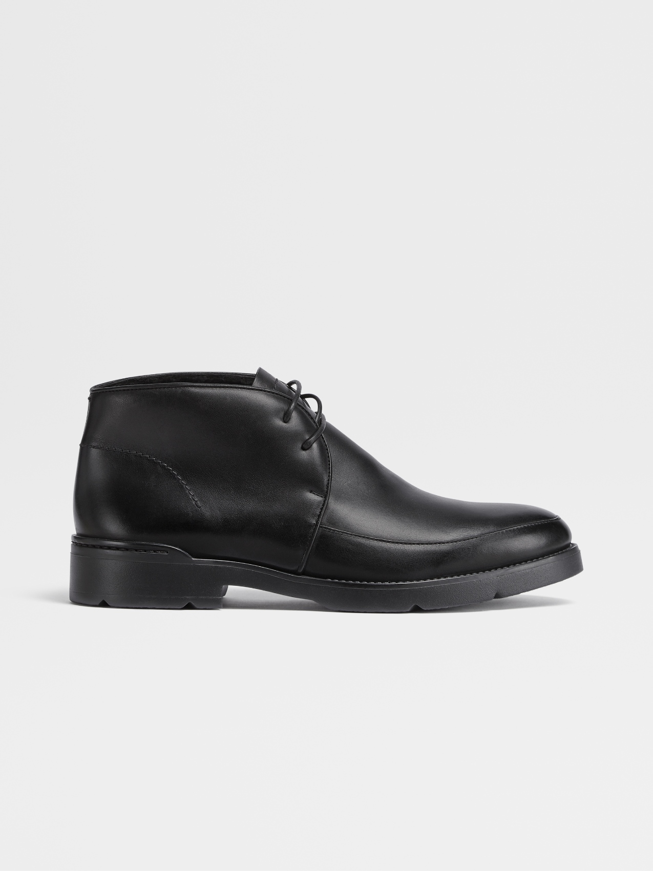 Black Hand-Buffed Leather Cortina Ankle Boots